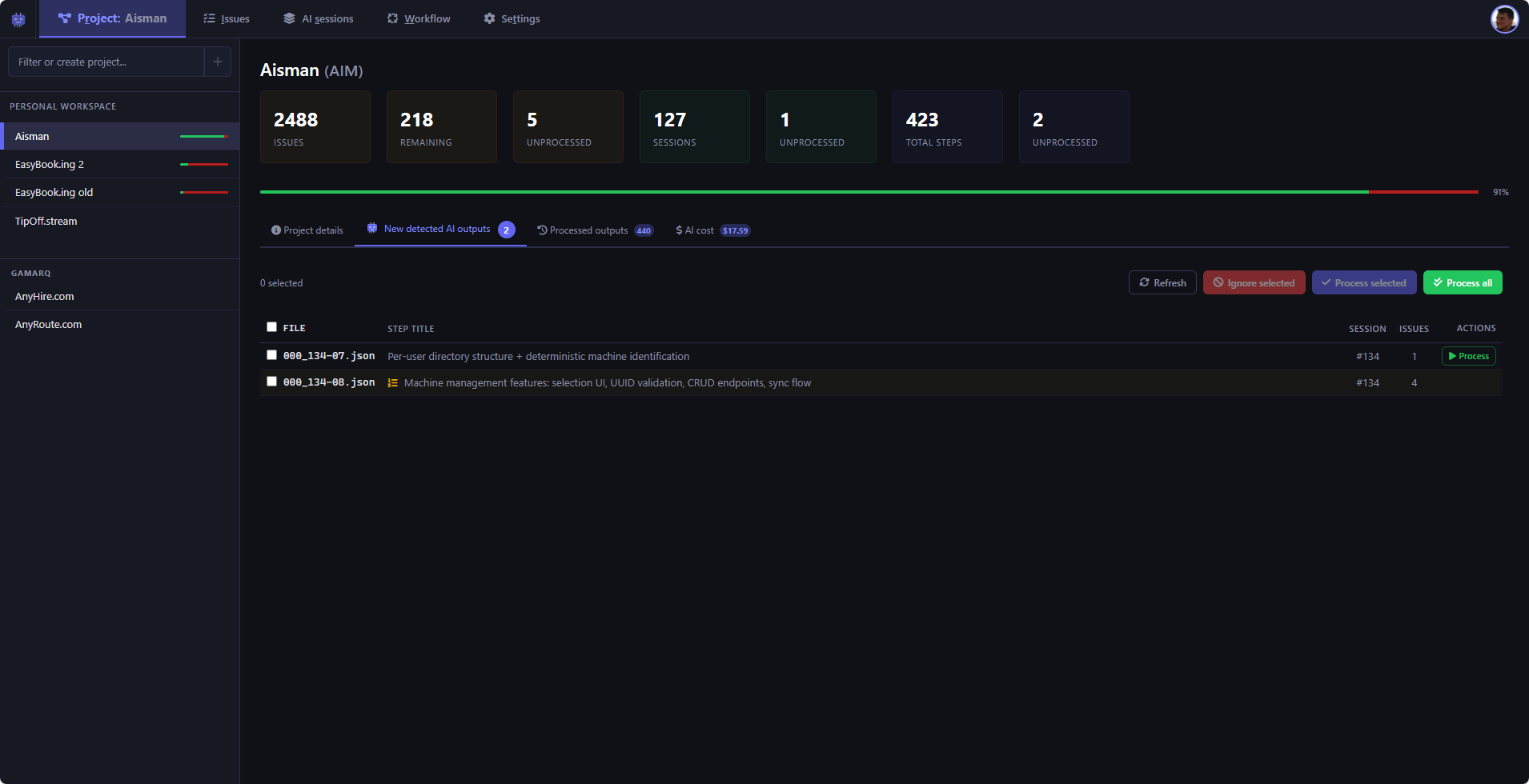 Multiple AI output files